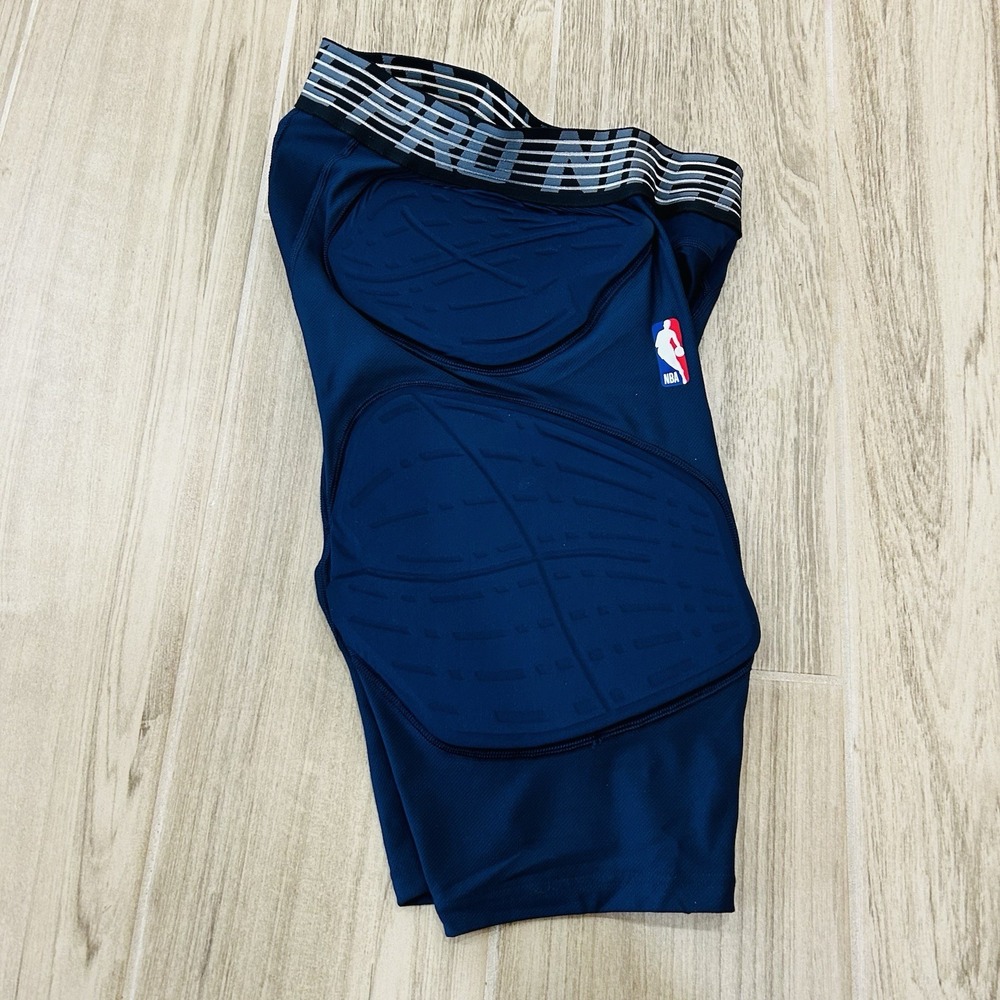 NWOT Nike Pro Hyperstrong NBA Padded Compression Shorts Navy Men's Large